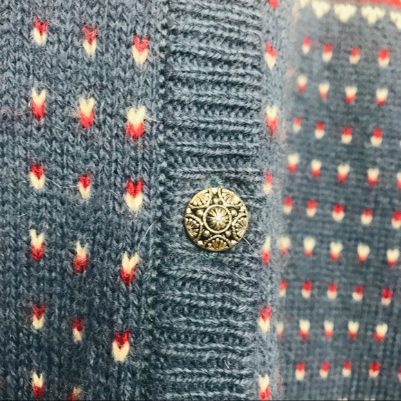 LL Bean Nordic Fair Isle Wool Cardigan Med - Picture 4 of 7